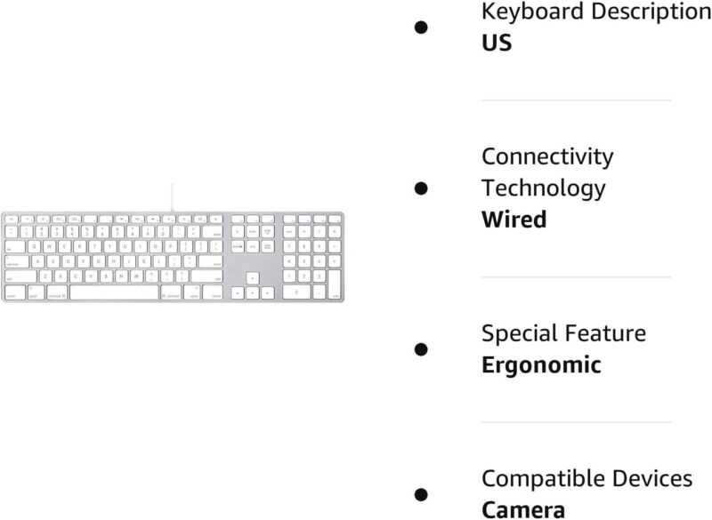 Wired Keyboard w/ Numeric Keypad 661-6061 MB110LL/A MB110LL/B A1243 - Image 2