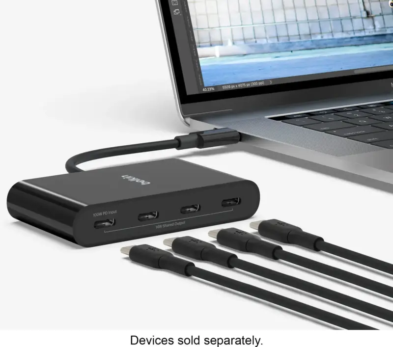 Belkin - Connect USB-C™ to 4-Port USB-C Hub, w/ 4 USB-C 3.2 Gen2 Ports & 100W PD AVC018btBK - Image 4